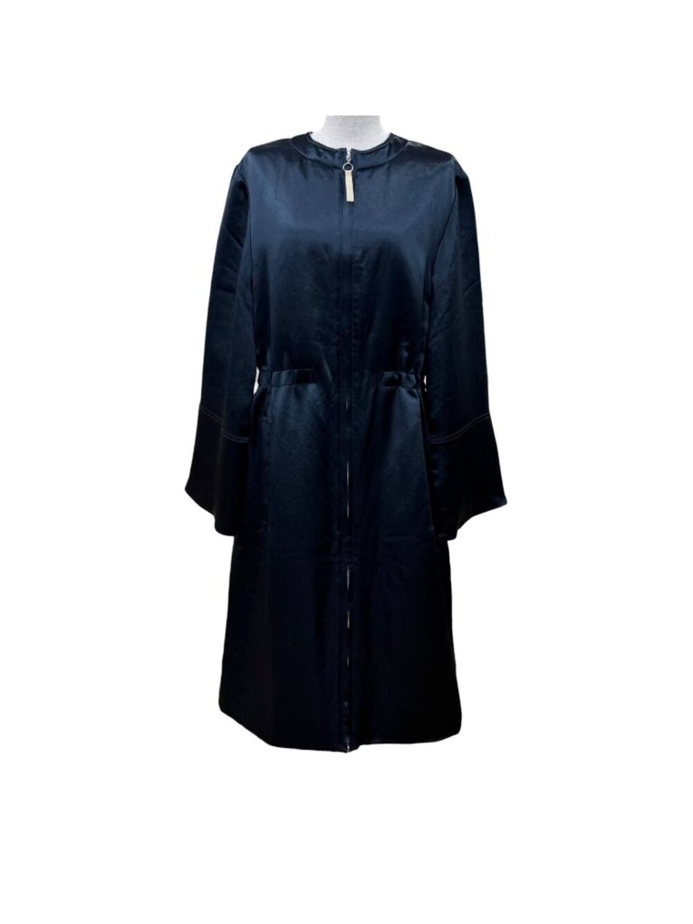 Max Mara MM Over Silhouette Long Length Zip UP Coat Navy 42